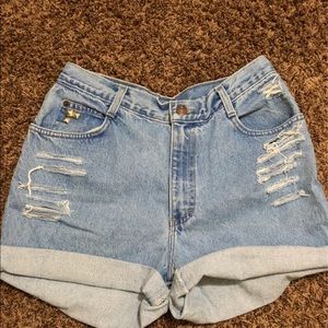High waisted jean shorts